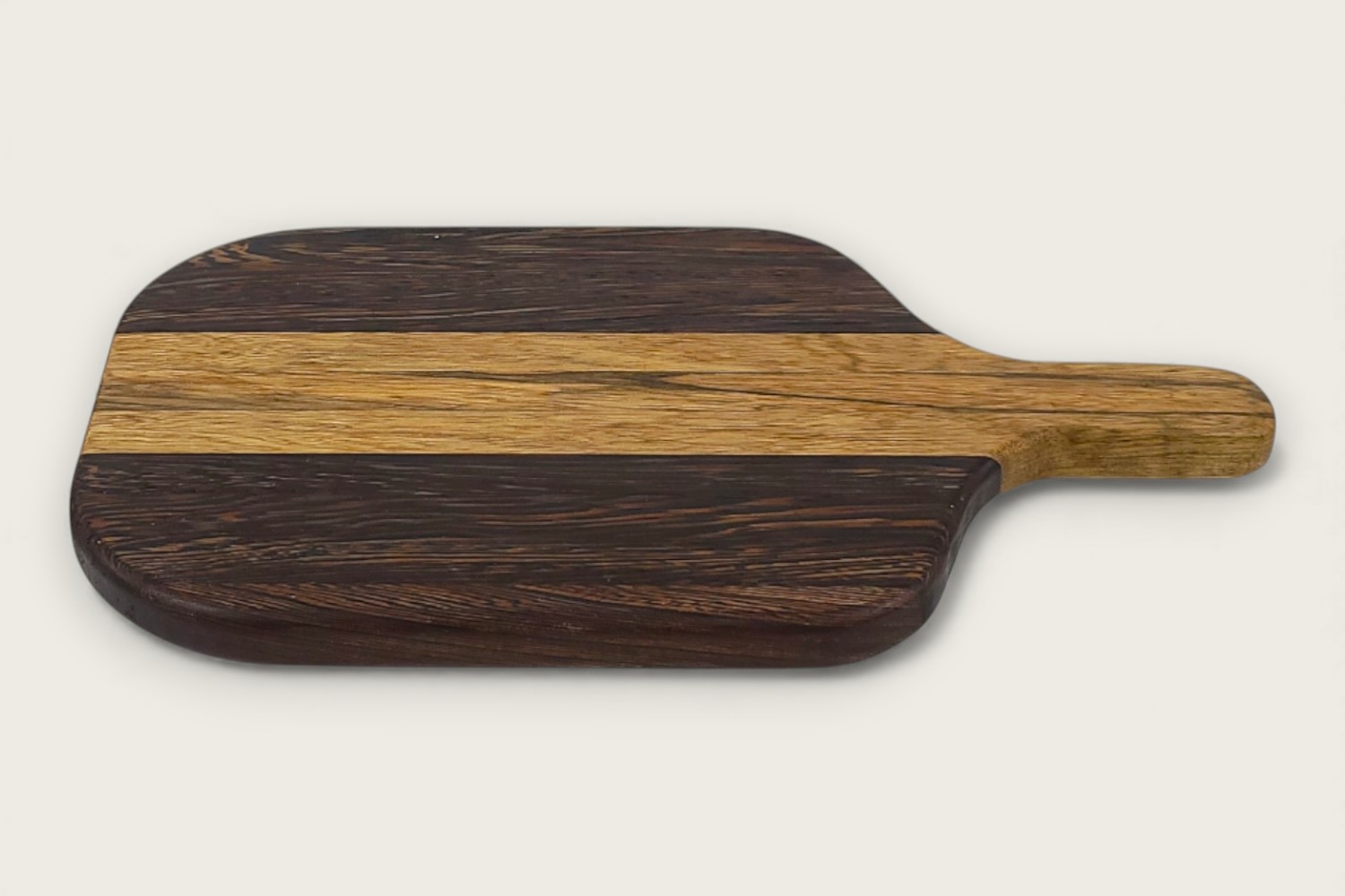 Wenge & Black Limba Pickleboard (#360) with dark edge-grain, horizontal pattern, pickleball shape, and tung oil finish.